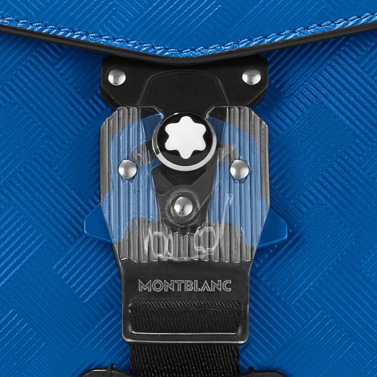 Montblanc Hexagonal White Star Logo Zipper Closure Leather Backpack Unisex Backpack Modern-Blue 130231