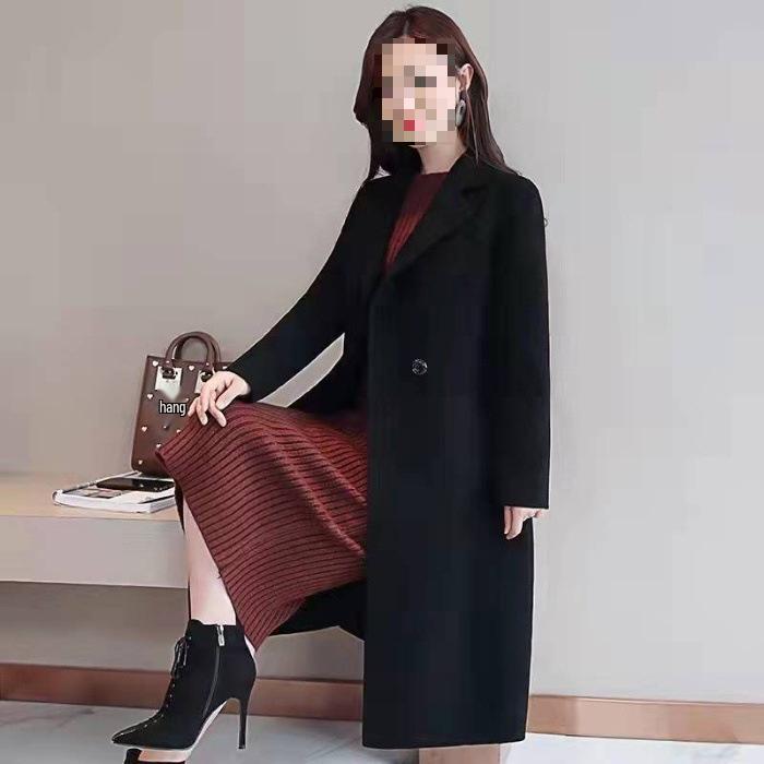Trendy Plus Size Slim-Fit Mid-Length Wool Coat – Stylish Age-Reducing Spring/Autumn Outerwear