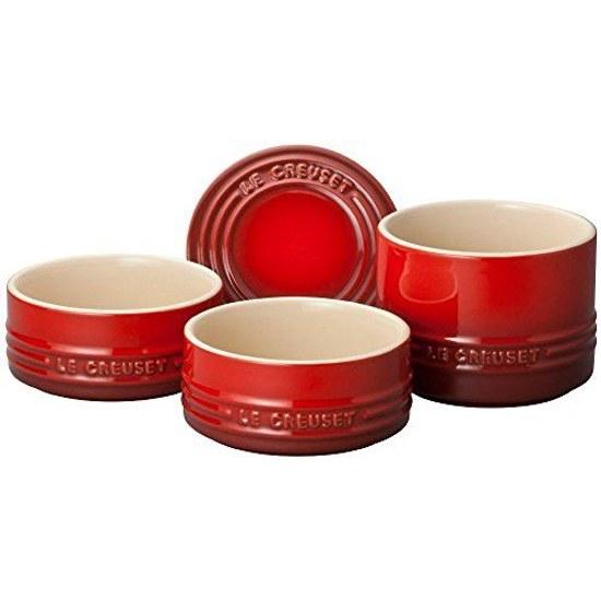 Le Creuset Heat-Resistant Container Stacking Ramekin Set Cherry Red Cold-Resistant Microwave Oven Compatible Wedding Celebration Anniversary Bridal