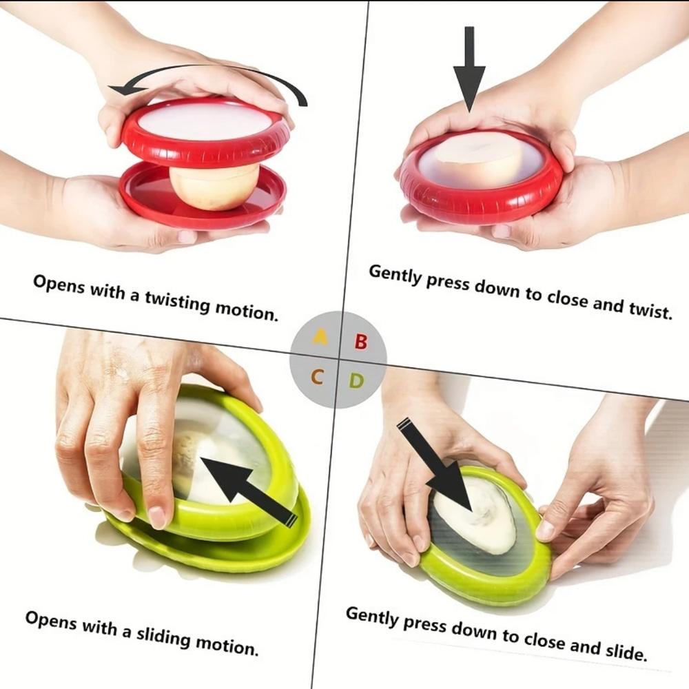 4PCS/1PC Reusable Silicone Fruit and Vegetable Fresh-keeping Box, Is a Must-have Fresh-keeping Box for Families