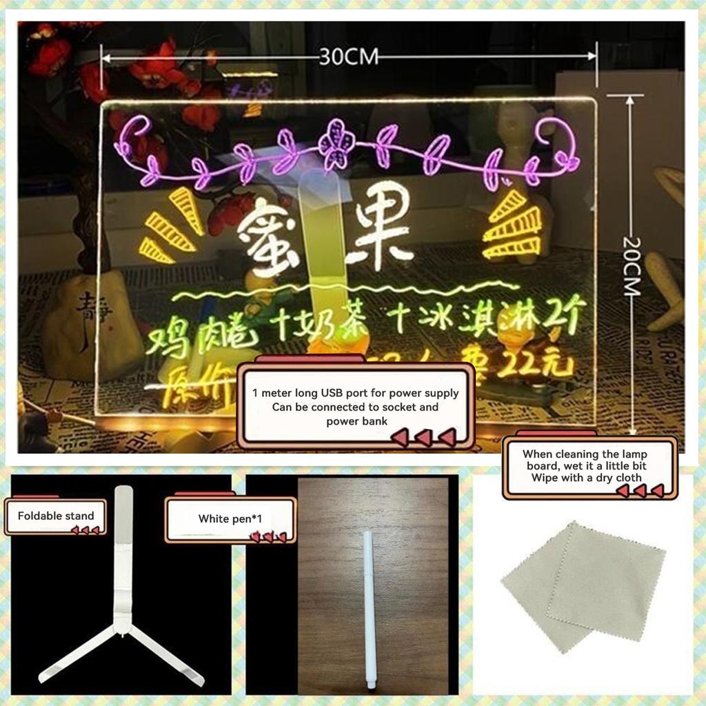 LED Glowing Transparent Marking Board Acrylic Erasable Adult, Children Art DIY Painting Board Home Office Store Supplies