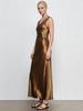 Elegant Satin Slim-Fit U-Neck Sleeveless Dress for Seaside Vacations