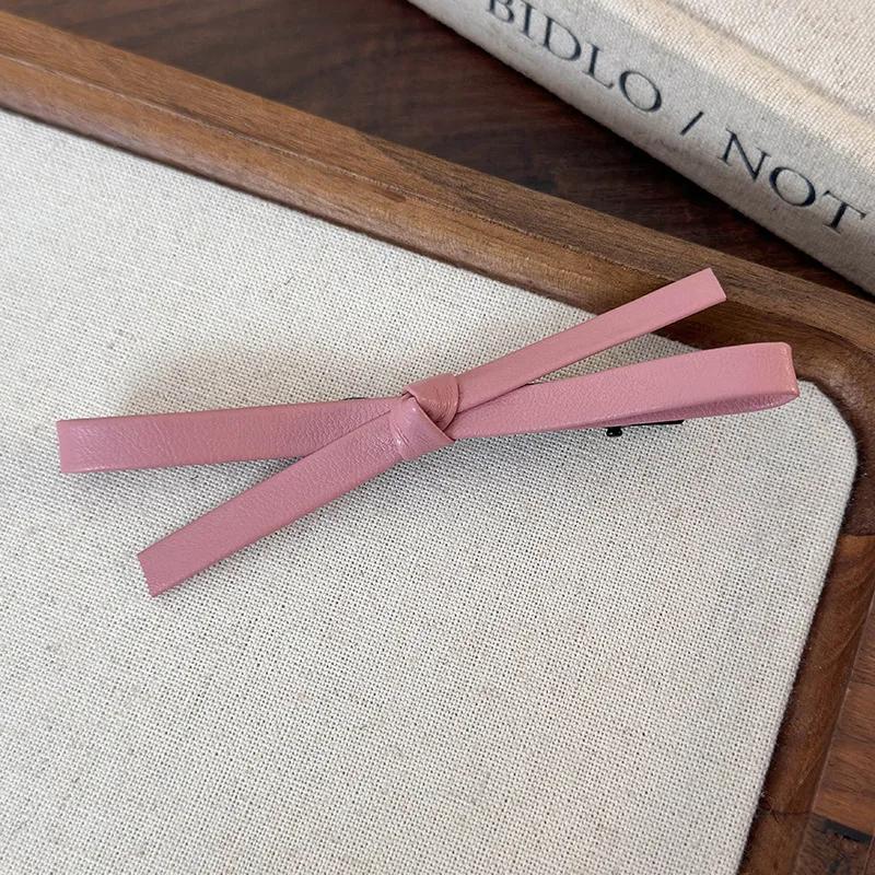 Leather Hair Clips Retro Bowknot Hairpins for Girls Sweet Barrettes Hairpin Hairgrips Women Fashion Hair Accessories Headwear