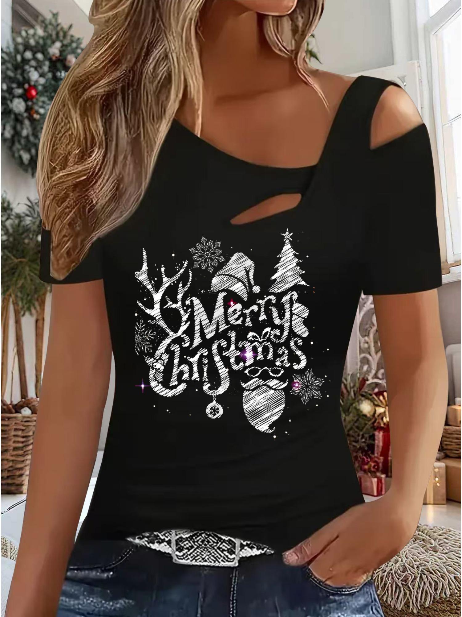 

Женский Новый Повседневный Топ Рождество Хэллоуин Рождественский Подарок Топы Рубашка Блузка XXL чёрный