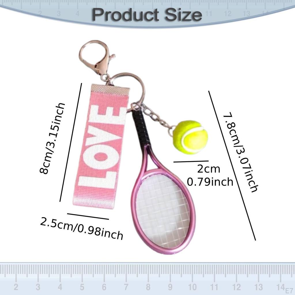 Tennis Racket Ball Keychain Chain Pendant for