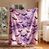 1pc Gradient Purple Bat Halloween Theme Flannel Blanket - Large Size, Soft, Lightweight, And Warm, Suitable for All Seasons - Perfect for Bed, Sofa, O