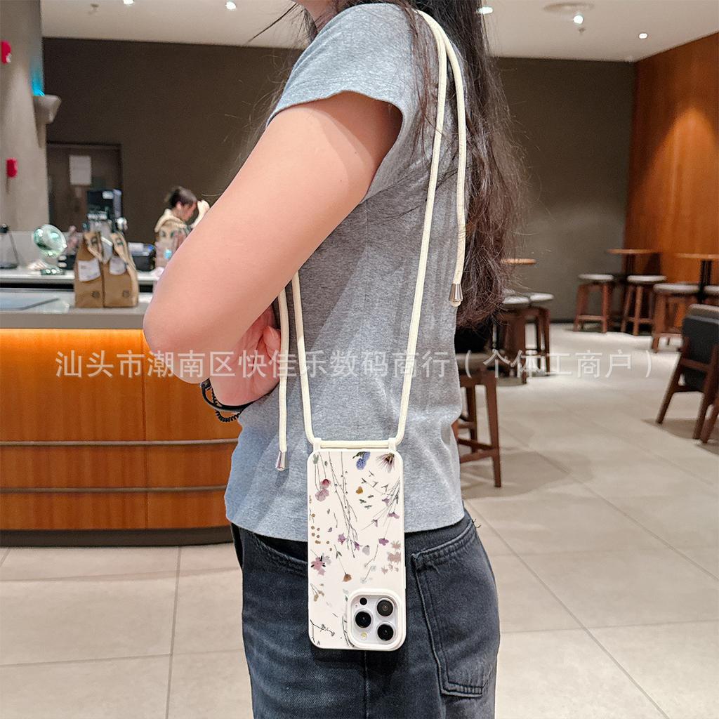 Small floral for Apple 16/15/14/13/12/11 mobile phone case crossbody back iPhone17PRO MAX