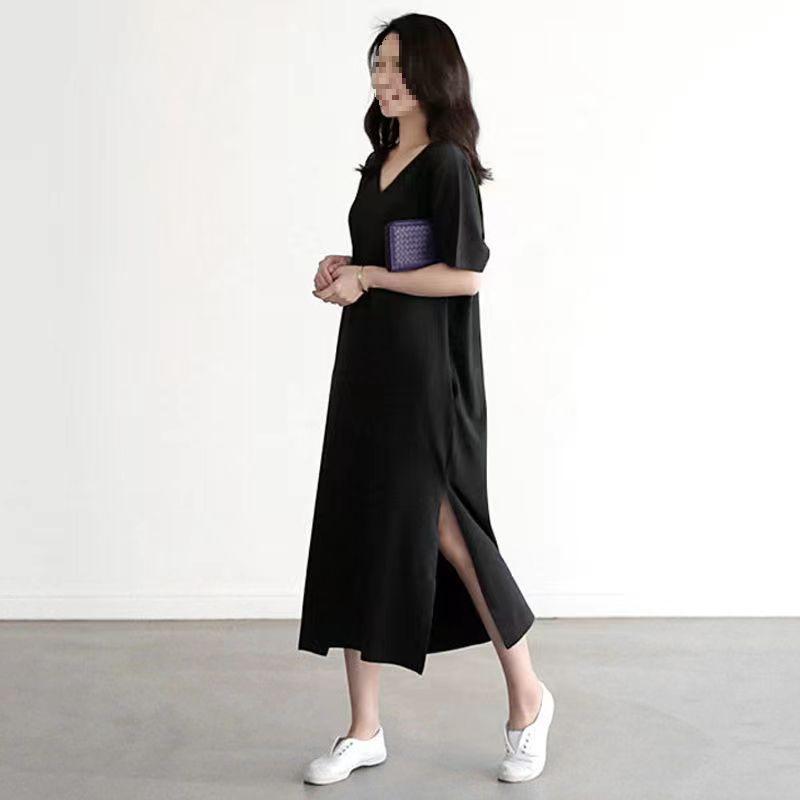 Women's Plus Size Modal Nightgown with Bra Pads - Summer Loose Fit, Short Sleeve, Long Style