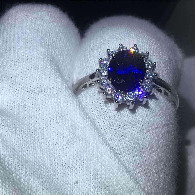 Huajie Blue Zircon Diamond Ring