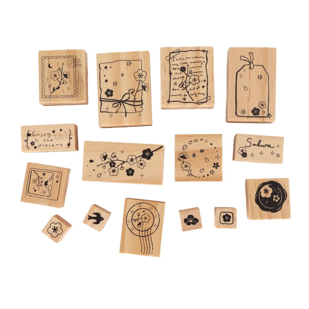 Sello de Goma de Madera Delicado Set de Sellos Decorativos de Madera para Arte Manualidades Diario Scrapbooking Planificador Tarjetas de Letras