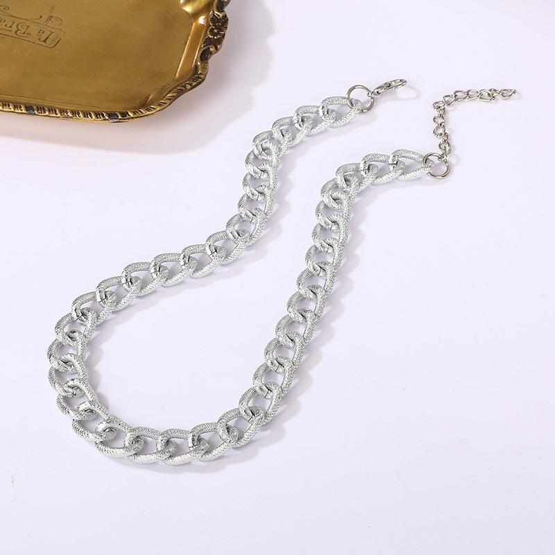 Hip-Hop Necklace, Cuban Collarbone Chain, Punk Metal Exaggerated Necklace, Sweater Chain For Women