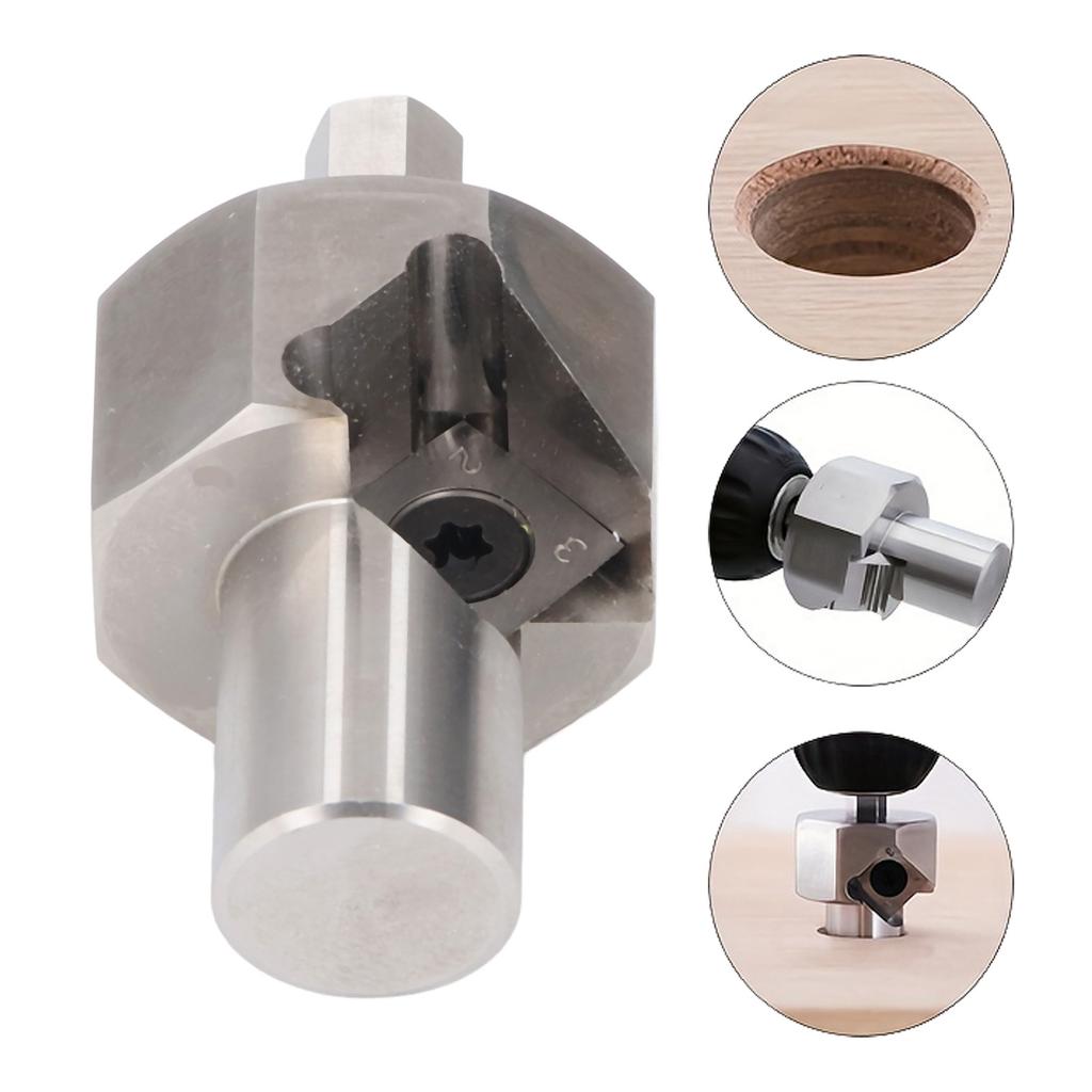 Bench Dog Hole Chamfer Reamer 9mm Hex Shank T10 Alloy Insert Stainless Steel Electric Drill Tool for