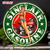 Vintage Round Metal Sign Retro Pin Up Girl Motorcycle Garage Decor Biker Gift 20cm