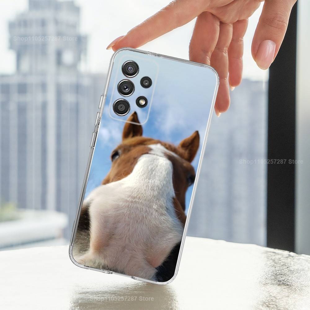 Funny Expressions Horse For Samsung A51,71,30,S10,9,20,Ultra,FE,Lite, S23,21,22,PIus,Transparent, Silicone Phone Case