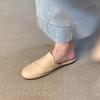 Sheepskin~ 2025 New Minimalist Style Leather Baotou Slippers Women's Summer Outer Wear Flat Bottom Sandals