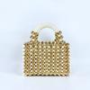 Advanced Mobile Phone Bag with Gold Round Beads, Acrylic Handheld Beaded Handmade Women's Bag, Fashionable Casual Dinner Bag