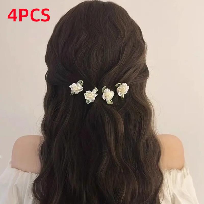 Camellia Hair Clip, Side Bangs Clip, Female Clip, Duckbill Clip, Headband Accessory
