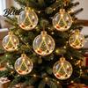 Coordinated Seasonal Arrangements Glowing Clear Christmas Ball Ornament Light Up Story Decoration with Warm LED 3D Winter Scene Baubles Light,