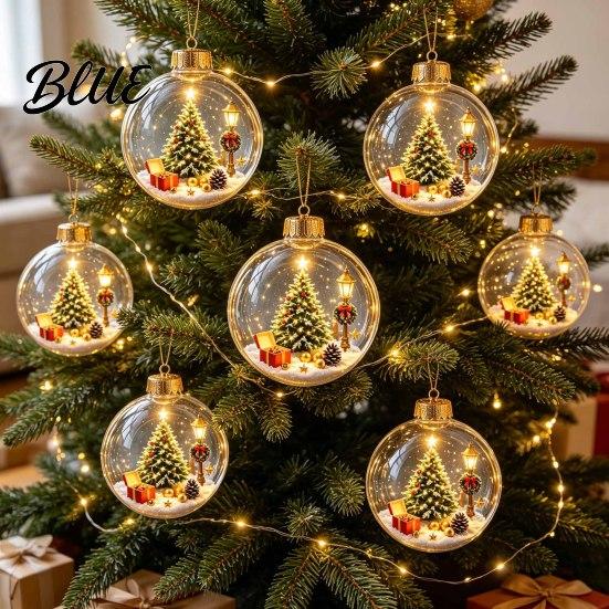 Coordinated Seasonal Arrangements Glowing Clear Christmas Ball Ornament Light Up Story Decoration with Warm LED 3D Winter Scene Baubles Light,