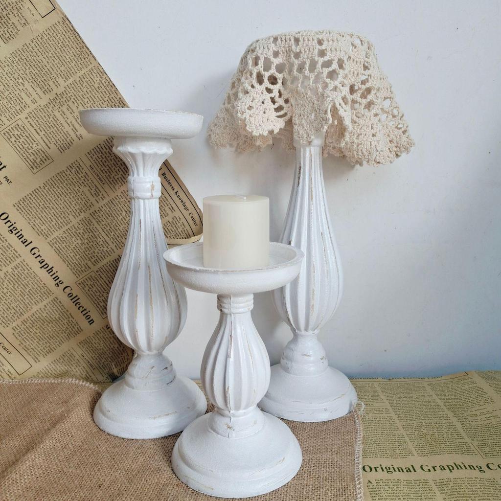 European-Style Retro Wooden Candlestick Decor for Photography and Homestay