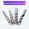 He Ye Straight Shank Extended 6-Flute Coarse Wave Blade Milling Cutter, Super Hard, Sizes 8-20 mm.