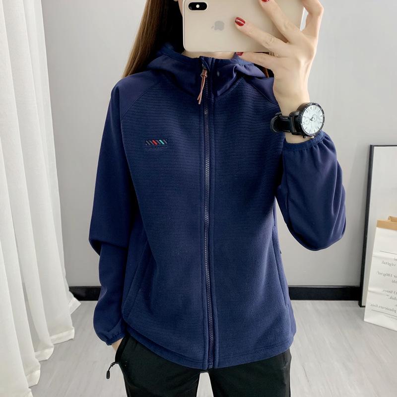 Women's Hooded Polar Fleece Softshell Jacket - Outdoor Windbreaker for Spring/Autumn