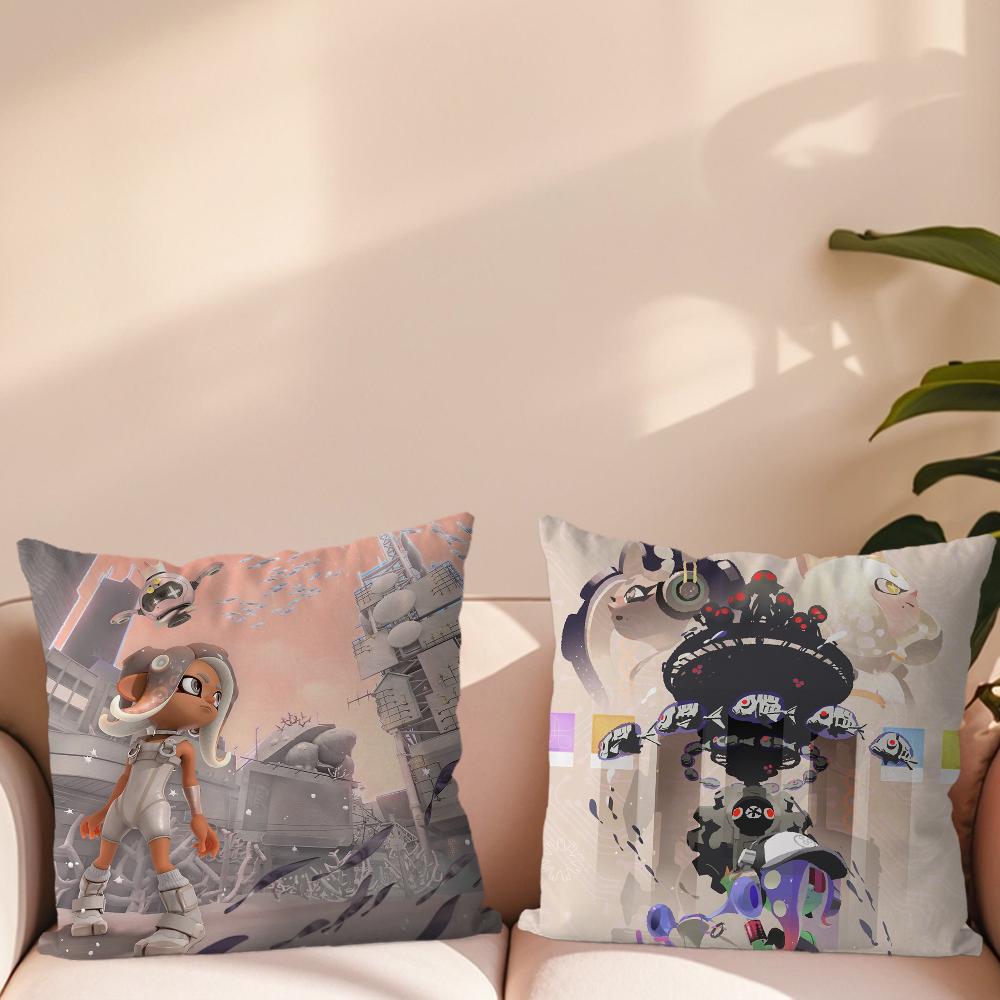 Classic Game S-Splatoon 3 S-Side-Order Pillow Case Sofa Living Room Bedroom Headboard Backrest Cushion Square Cushion Nap Time