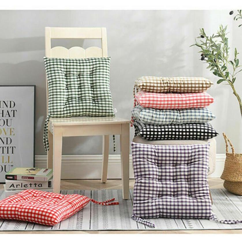 Thickened Grid Pattern Chair Cushion For Dining And Tatami Rooms