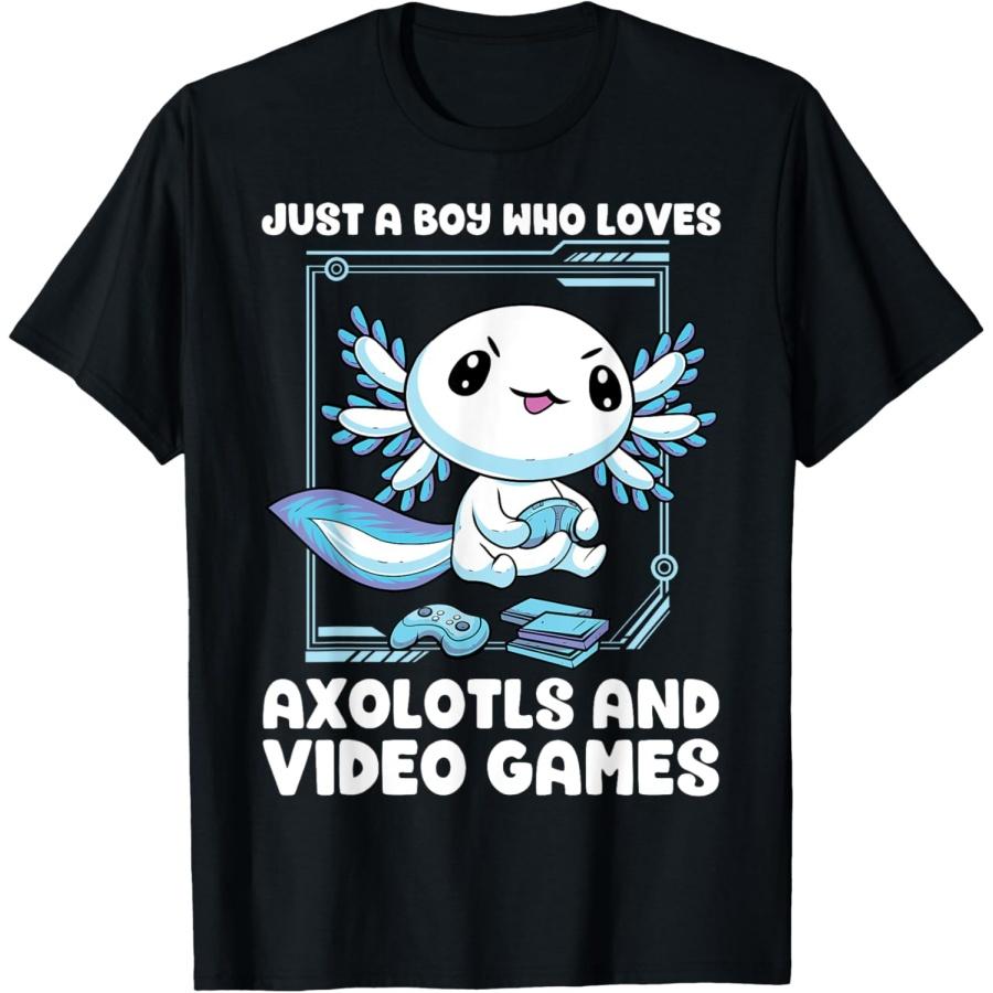 

Just A Boy Who Loves Axolotls And Video Games Gamesolotl T-Shirt XXXXXL чорний