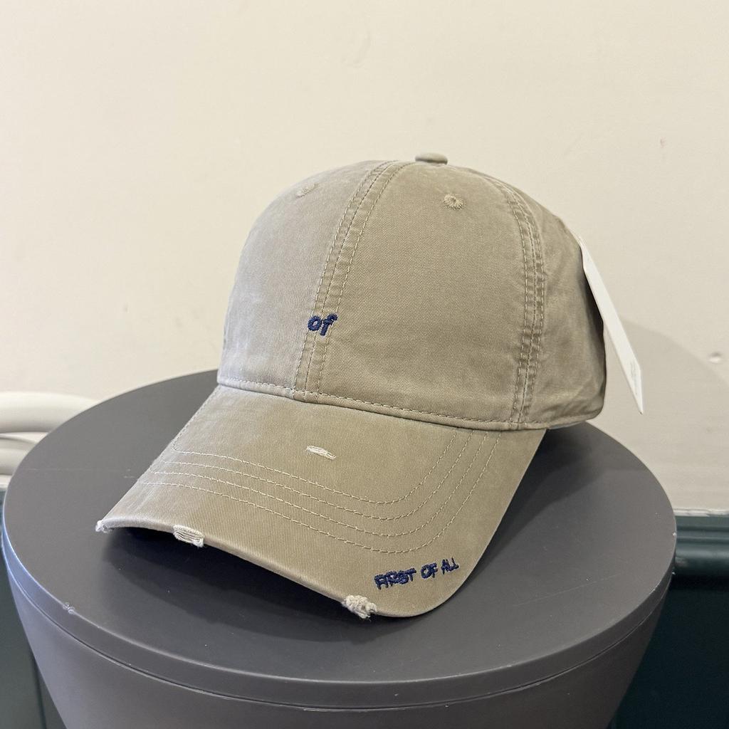 Hole Embroidered Baseball Cap Korean Trendy Brand Female Versatile Street Face Small Cap Pure Cotton Soft Top Sun Hat