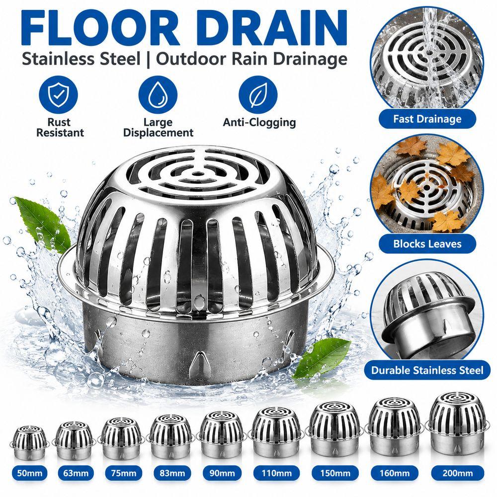 Stainless Steel Drain Cover Convex Floor Drain Filter New Floor Drain Strainer Balcony
