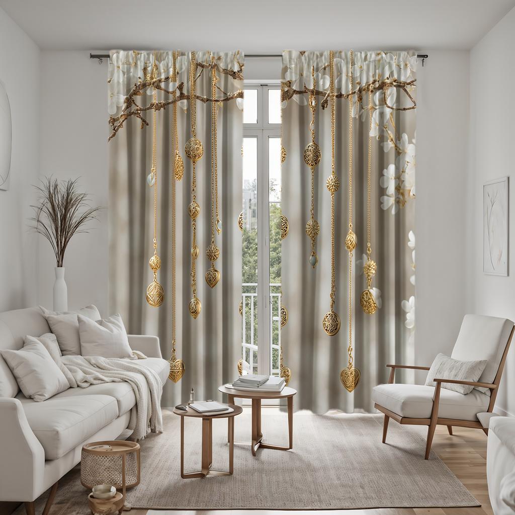 2 PZ Tende a catena in metallo di alta gamma color giallo digitale HD stile decorativo per la casa decorazione soggiorno camera da letto attraverso asta c