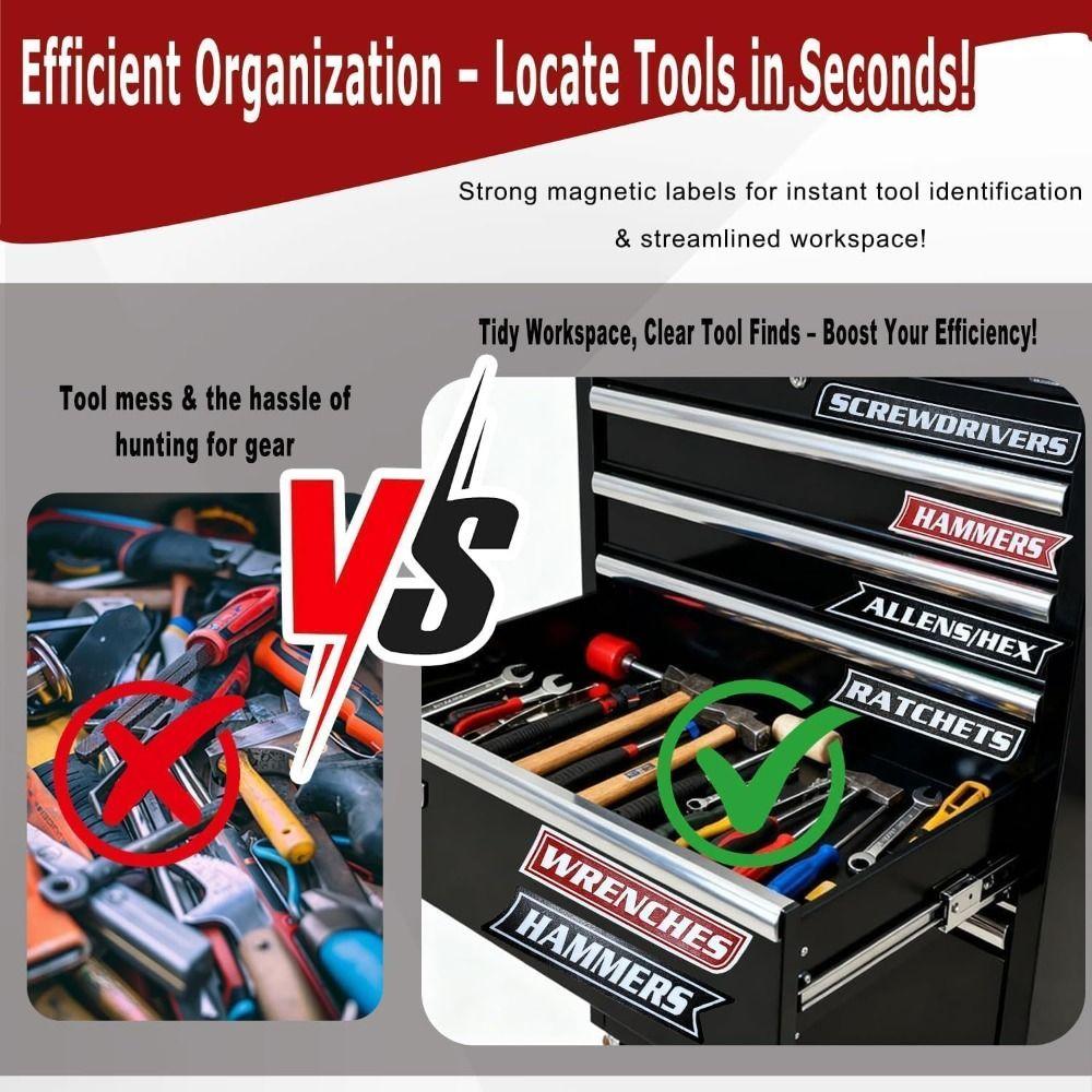 PVC Magnetic Toolbox Labels Easy Identification Tool Box Labels New Reusable Tags  General Tool Box