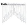 Retro Lace Curtain Half Curtain, Adjustable Lift Structure, Embroidery Floral Sheer Coffee Dustproof Window Screen