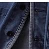 Men's Trendy Japanese Retro Washed Cotton Denim Jacket - Collarless Workwear Style