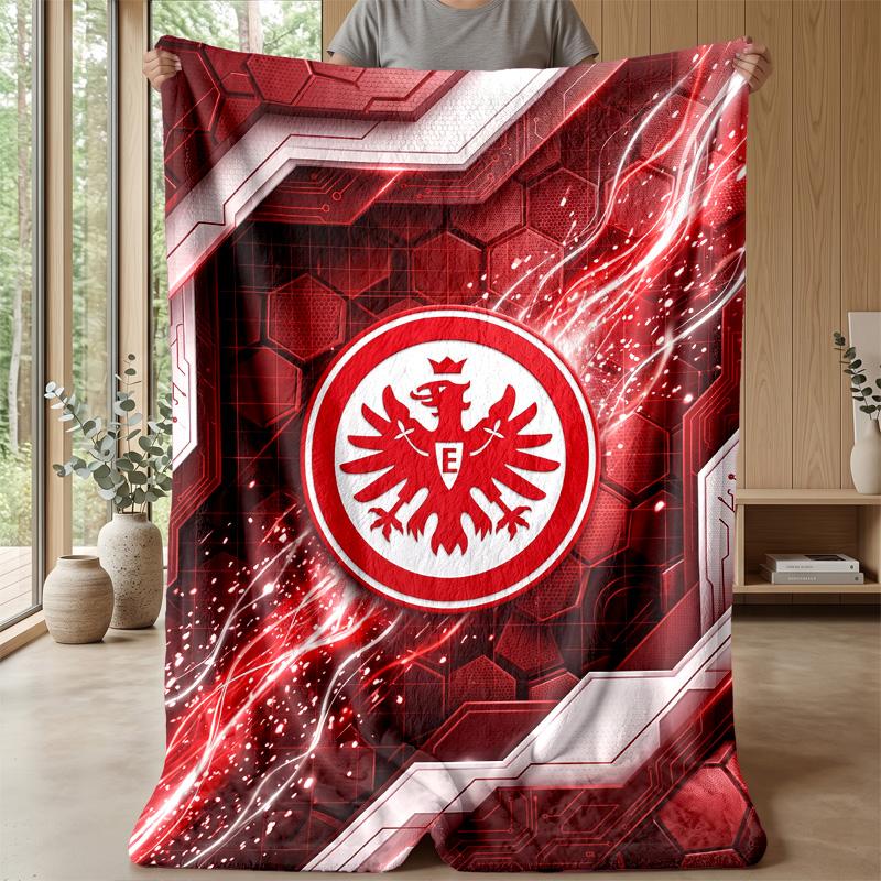 Eintracht Frankfurt Football Print Flannel Blanket, Soft Warm Lightweight Throw Blanket for Sofa Bed Camping