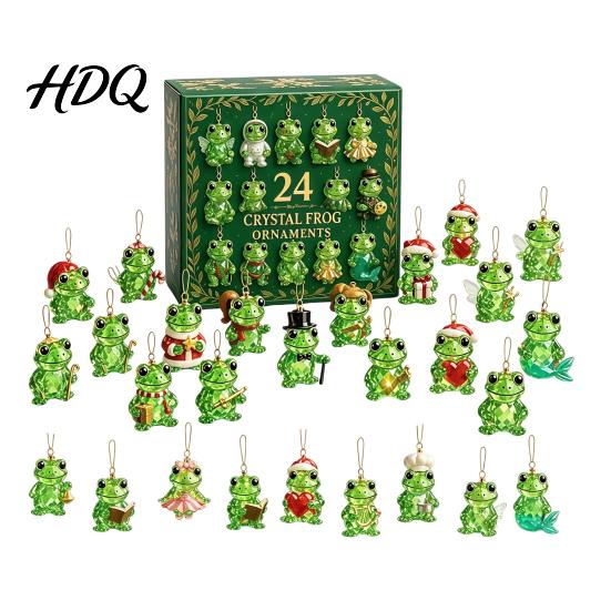 Christmas Advent Calendar 2026 Frog Calendar 24 Day Countdown Box with Desktop Ornament Sets Faux Crystal Ornaments Festive Tree Hanging Decor,