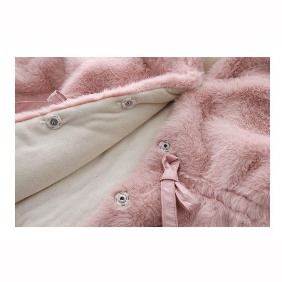 Winter Girls Coat Warm Mink Fur Padded Thickened Long Sleeve Hooded Coats Baby Kids Children Jacket Outerwear