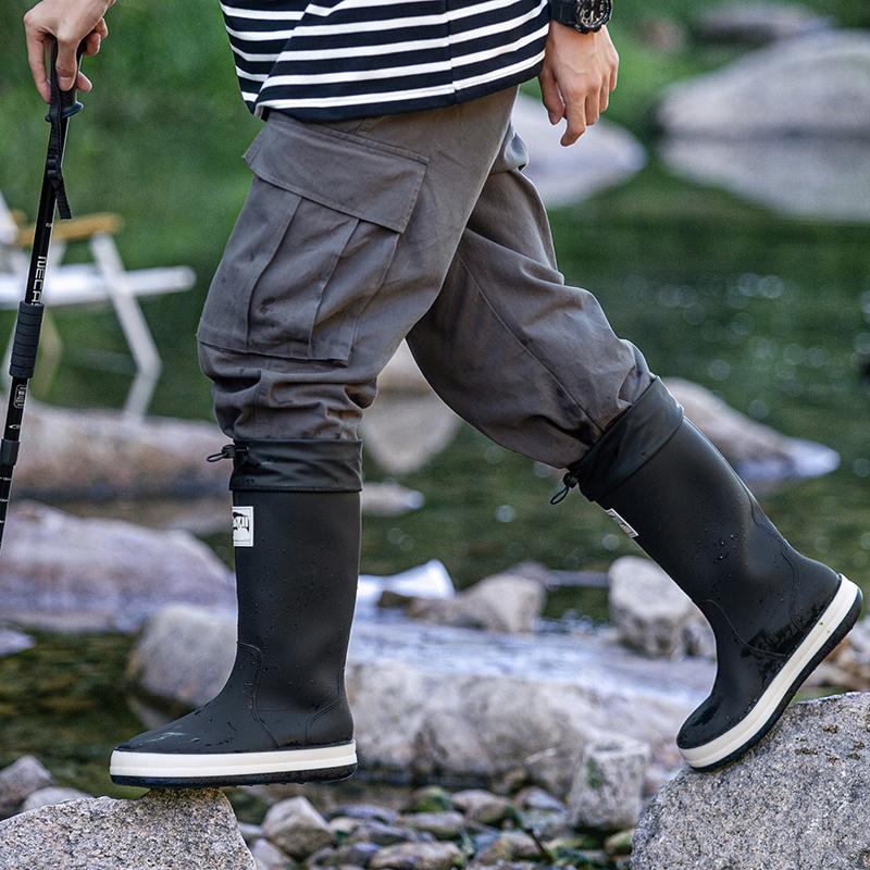 Fashion Beam Mouth High Tube Waterproof Rain Boots For Men And Women Couples With The Same Outdoor Non-Slip Car Wash Work Boots 36-44