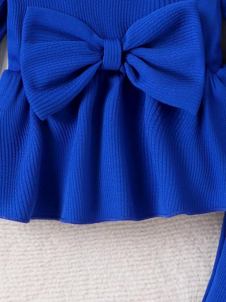 Niebieski komplet z długim rękawem i spodniami dla dziewcząt europejskich i amerykańskich