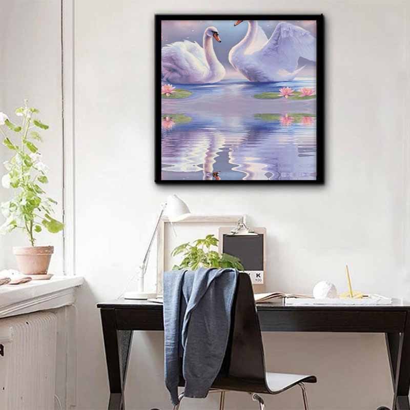 New Arrival 5D DIY Full Circle Diamond Painting "Pink Swan" Embroidery Cross Stitch Home Decor Gift