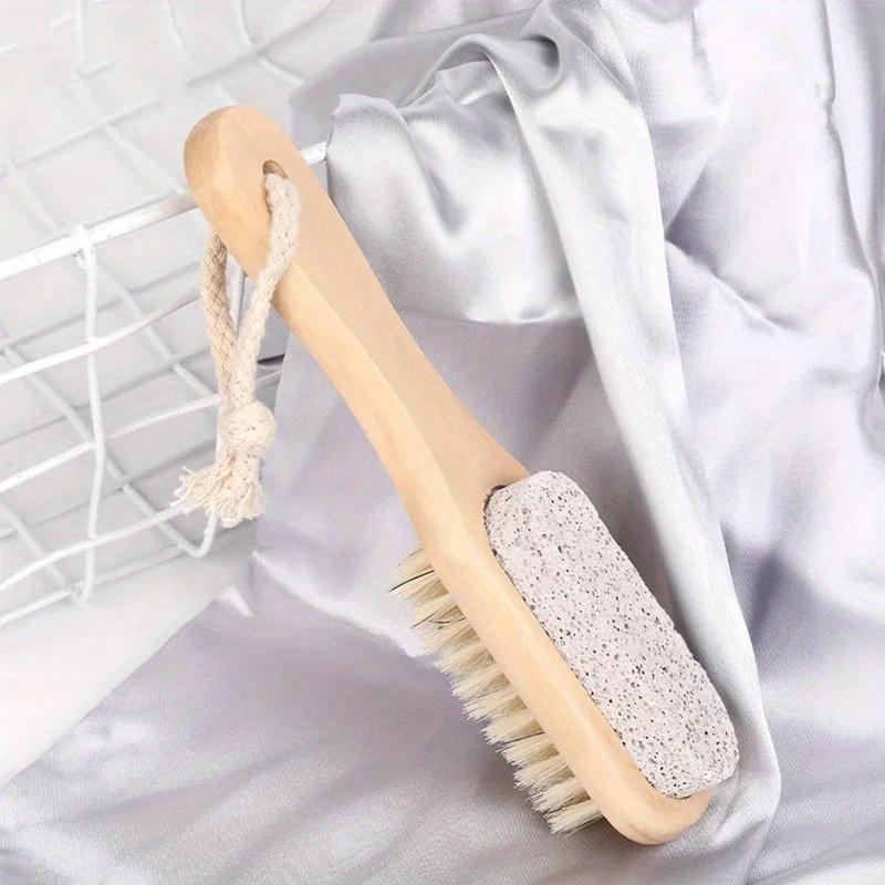 Two-sided Natural Bristles Floating Stone Foot Grinder Feet Care Massage Brush Exfoliating Dead Skin Remover Pedicure Tools