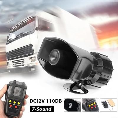 Car Warning Alarm Megaphone Police Siren Air Horn Speaker Car Horn Multi-tone & Claxon Horn Loud 12V 100W Loadspeaker Set