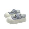 Thick Bottom Heightening Bag Head Half Slippers Women's 2025 Summer New Velcro Mesh Breathable Casual Mary Jane Sandals