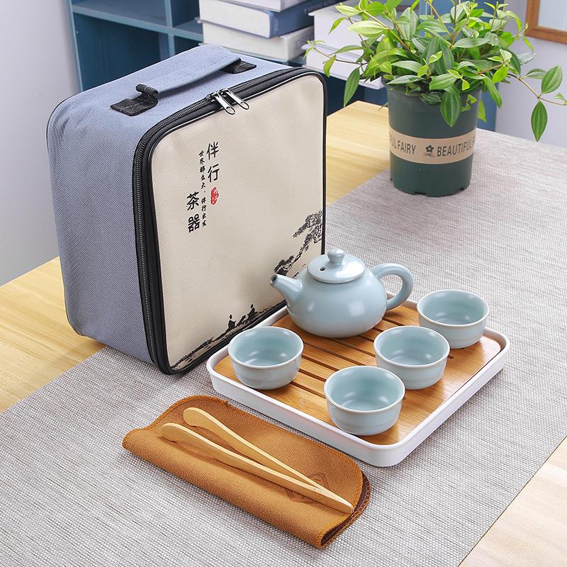 Travel Tea Set, Portable Bag, Kuaike Teacup, Outdoor, Gifts Will Sell Ceramic Kung Fu, One Pot and Four Cups.