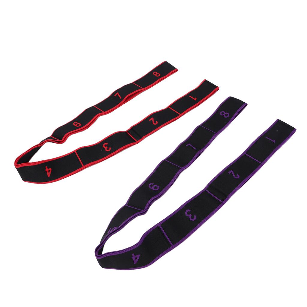 2PCS Number Stretch Resistance Band 8 Section Elastic Fitness Resistance Band for Stretching and Yoga