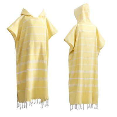 Tragbares Sandfester Kapuzen-Strandtuch Locker gestreiftes Patchwork-Bademantel Weiche Baumwolle Reiseartikel Badetuch Strand