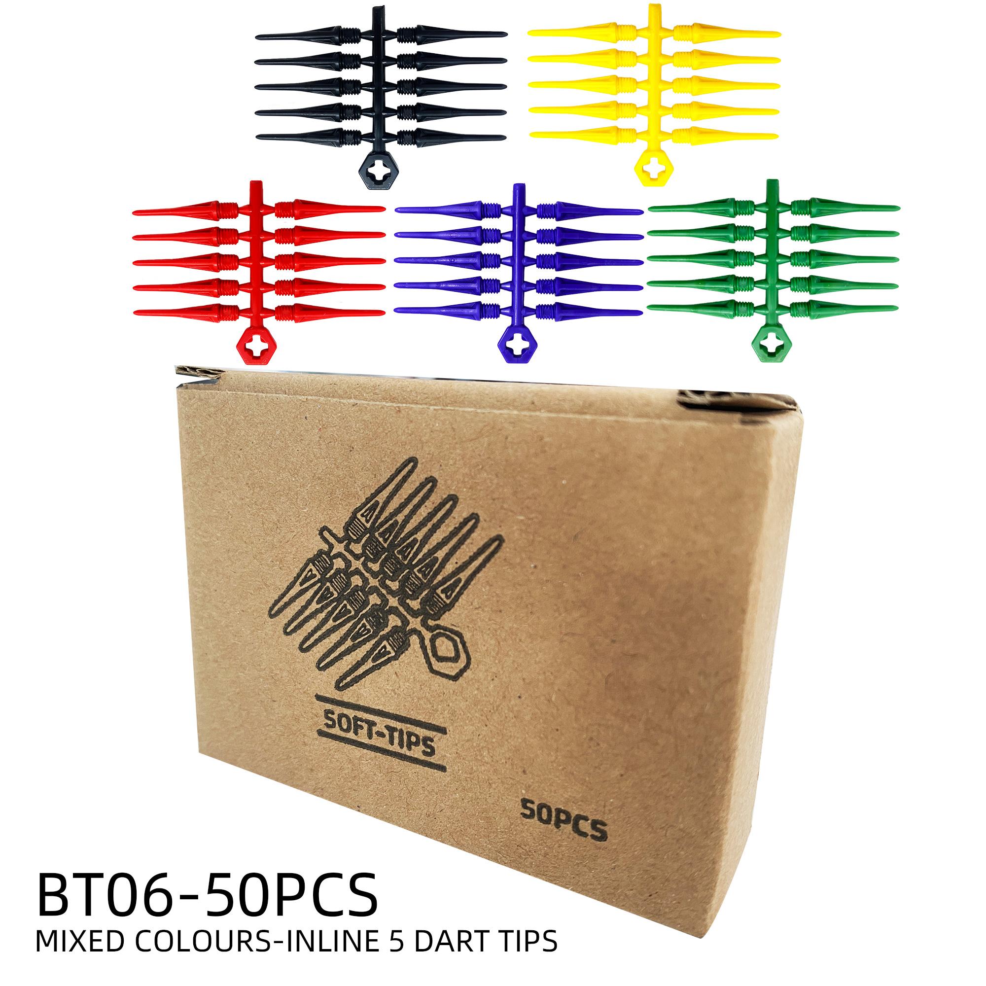 Inline 5 Dart Soft Tips 50pcs 2BA Electronic Dartboard Accessory for Replacement of Soft Dart Soft Tips