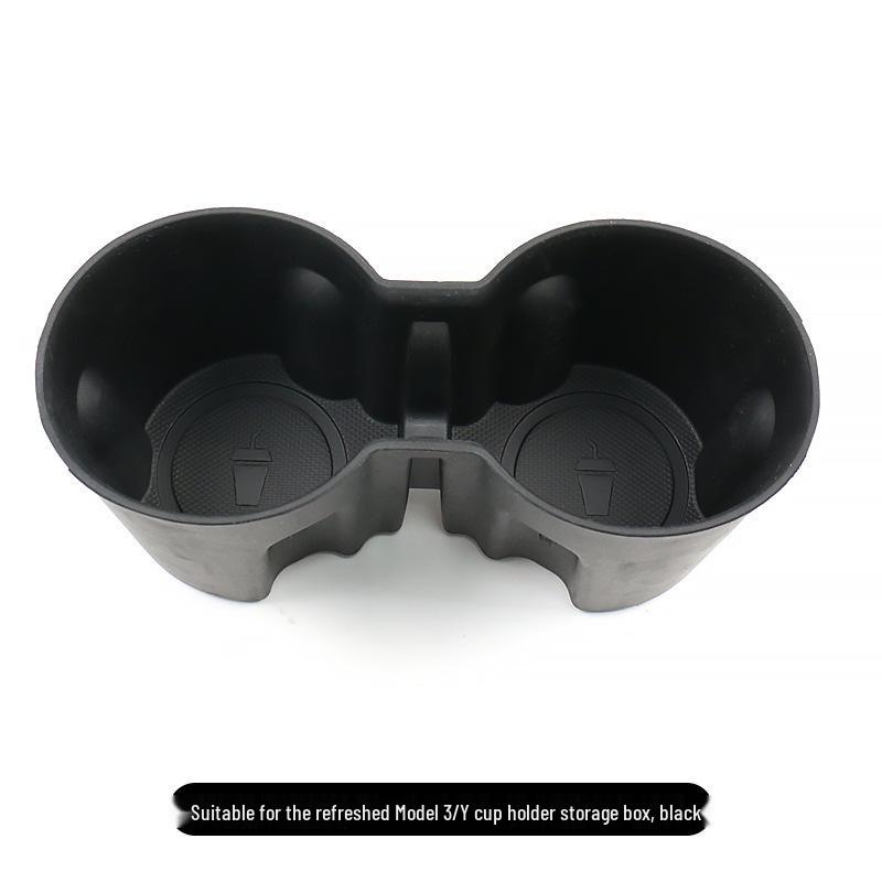 Tesla Model Y/3 Refreshed Center Console Cup Holder Silicone Cover & Coaster Accessory.