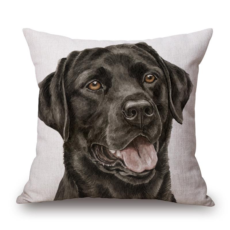 Hand Painting Dog Posters Cushion Cover Greyhound Bull Terrier Labrador Animals Portrait Pillowcase Decorative Pillows For Sofa